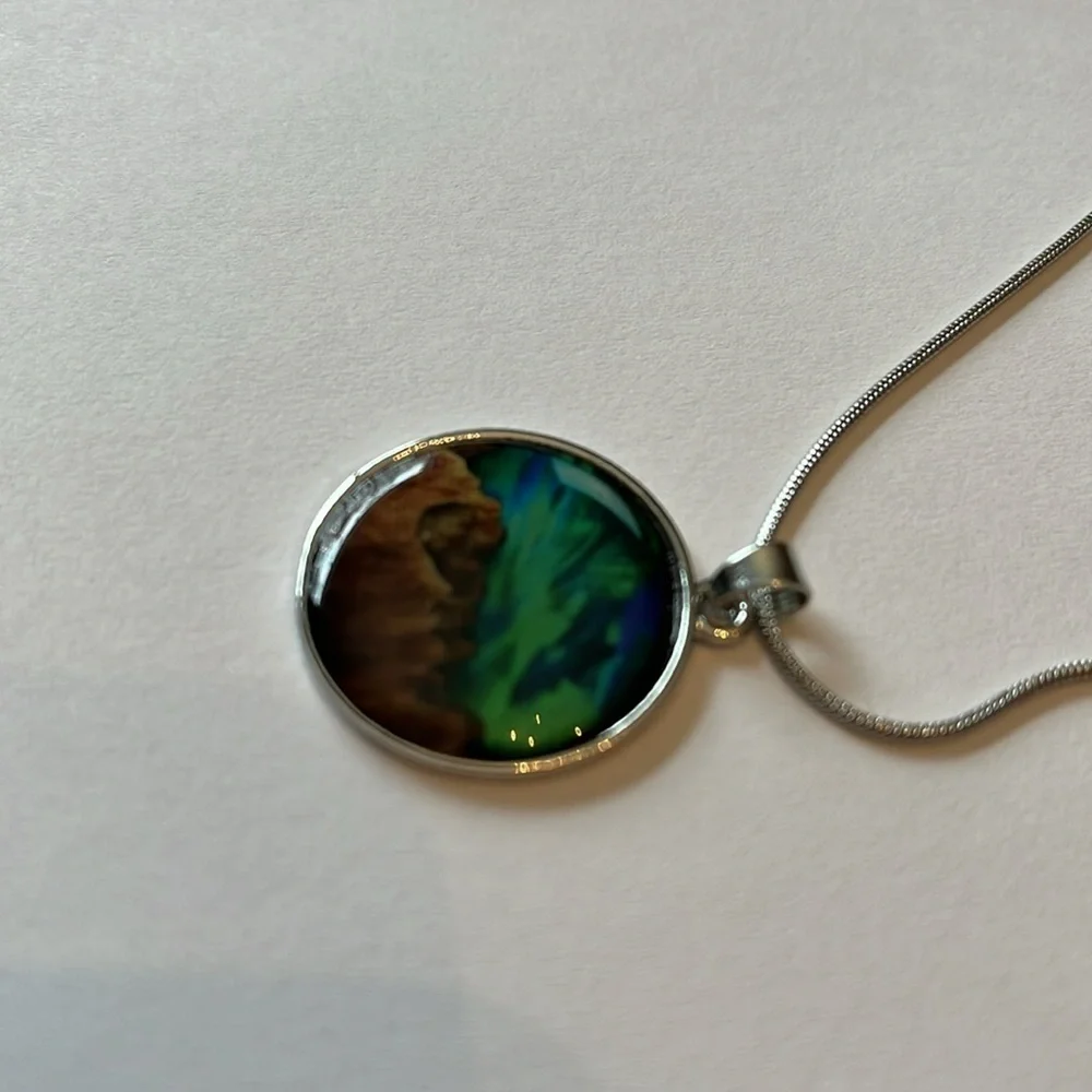 Elegant Silver Tone Necklace with Colorful Pendant